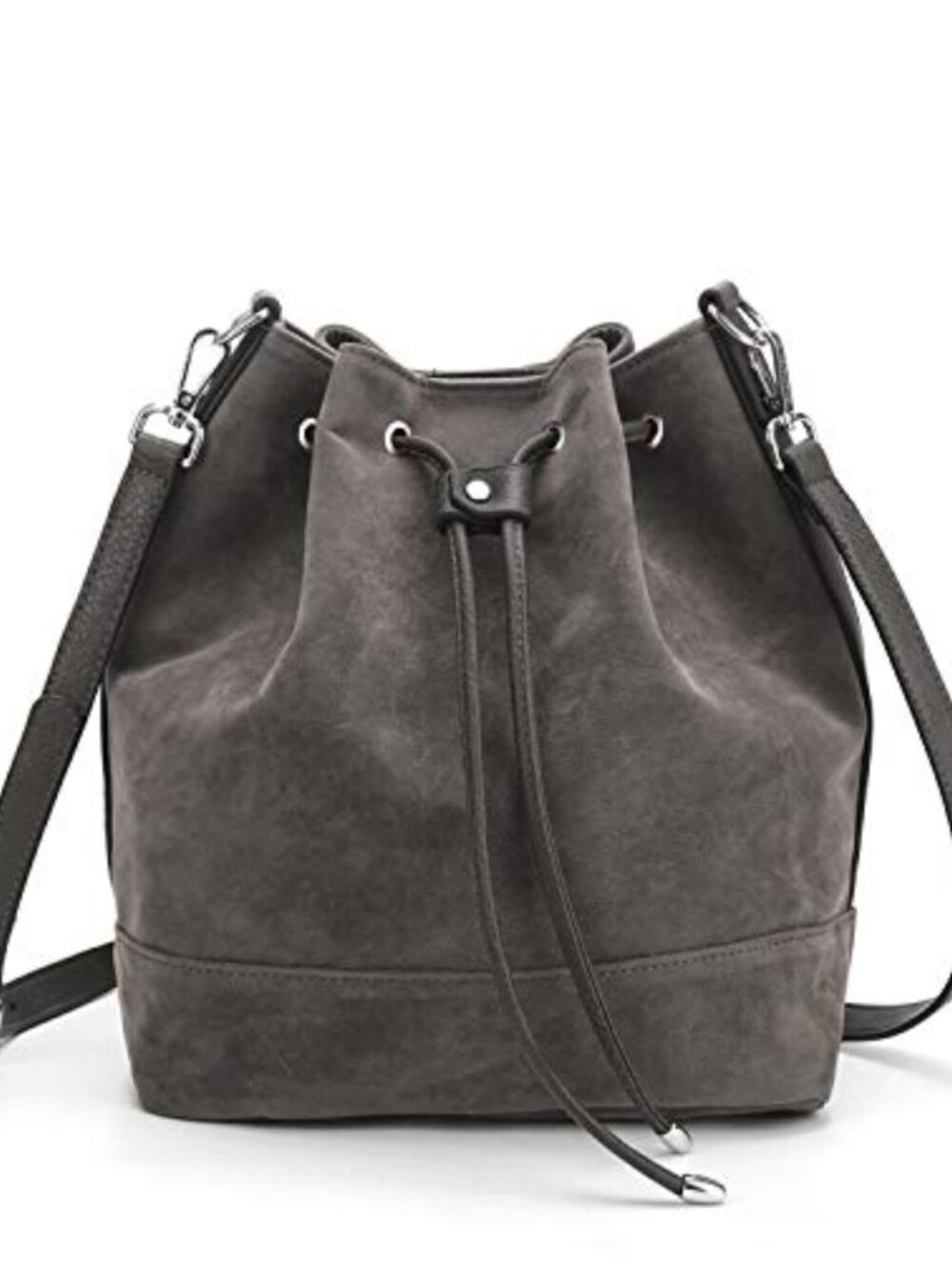 Vegan Leather Bucket Bag Crossbody Shoulder Purse with 2 Straps